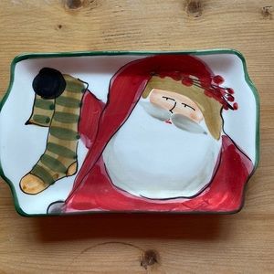 Vietri Christmas dish with Santa new never been used great gift great price!